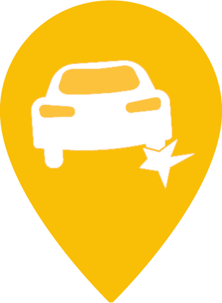 A Yellow pin icon showing a car representing a vehicle crash / intrusion alert